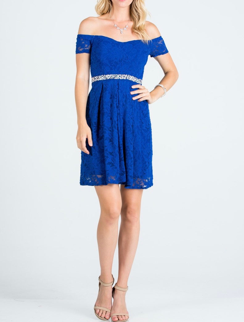  Bria Bella & Co - Lace Off-Shoulder Formal Dress